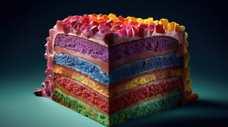 Cut rainbow cake, Generative AIの素材
