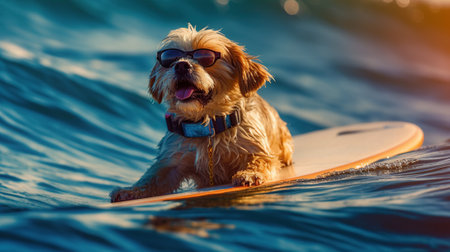 dog surfing Generative AIの素材