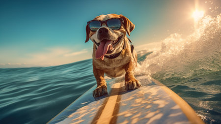 dog surfing Generative AIの素材