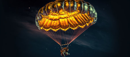 paratrooper in the night sky. Generative AIの素材