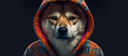 Shiba Inu Geek in Hoodie Generative AIの素材