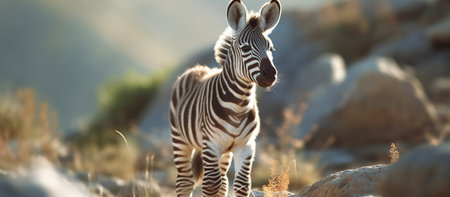 A young Cape mountain zebra Generative AIの素材
