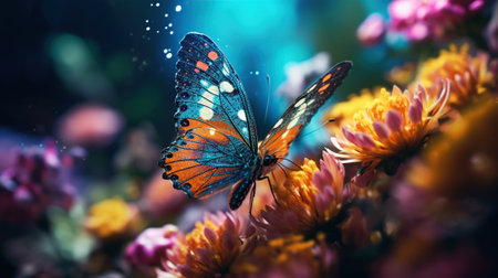 Colorful Butterfly on Flower, Generative AIの素材