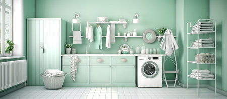 laundry room with mudroom, Generative AI, Generative, AIの素材