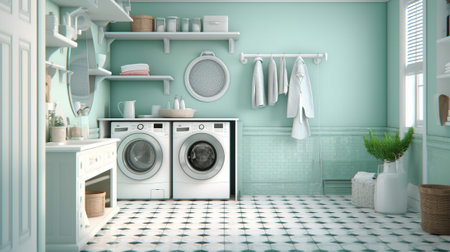 laundry room with mudroom, Generative AI, Generative, AIの素材
