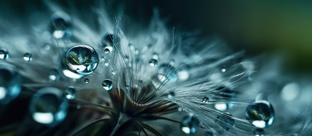 Dandelion Seeds in droplets of water , AI Generated Imageの素材