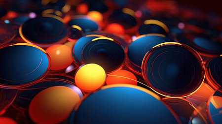 Abstract circles background with light from above, Generative AIの素材