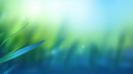 Abstract green and blue blurred gradient background with light. , Generative AIの素材