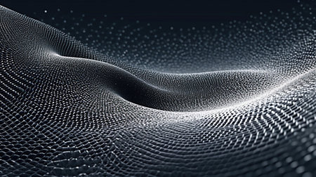 Wave of dots and weave lines. Abstract background. Network connection structure ,Generative AIの素材