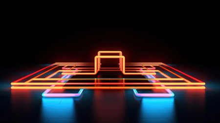 bright neon rays and glowing lines , Generative AIの素材