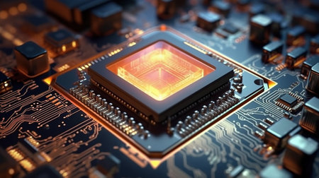CPU socket. Modern technology. Big data center. Generative AIの素材