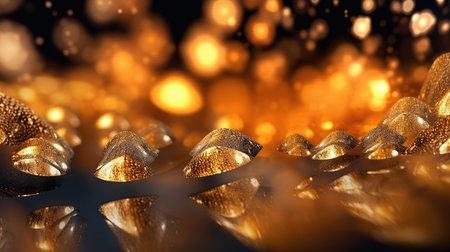 Abstract golden lights on black background Generative AIの素材