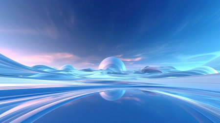 Abstract futuristic background with fractal horizon Generative AIの素材