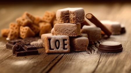 sweet cake sweet food with love text on table Generative AIの素材