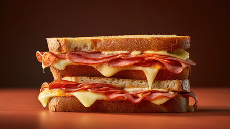 Sandwich with cheese and salami. Generative AIの素材