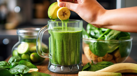 Making a Healthy Detox Drink in a Blender Generative AIの素材