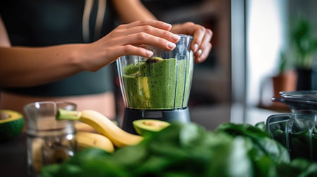 Making a Healthy Detox Drink in a Blender Generative AIの素材