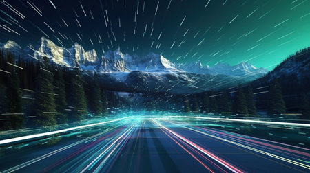 Data connection speed line. Futuristic network representation, Generative AIの素材