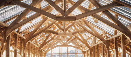 Wooden Roof Skeleton Frame of Buildingの素材
