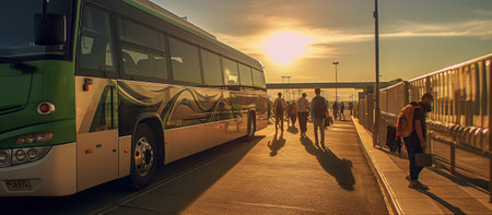 shuttle bus brought peopleの素材