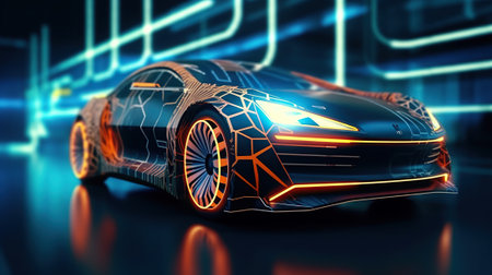 Artificial Intelligence Technology in Autonomous Driving, Future Car Software Technology.の素材