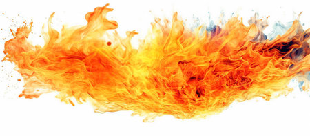 Fire flames isolated on white backgroundの素材