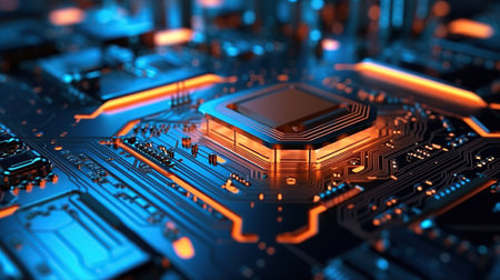 technology image circuit board and html code.の素材