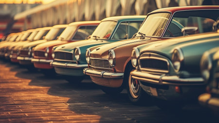 Cars in a row. Used car salesの素材