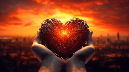 sunset in heart handsの素材
