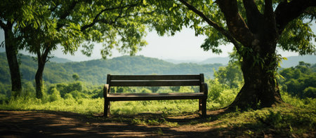 Bench in tea plantation,の素材
