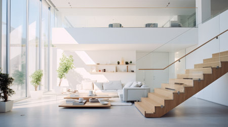 Modern bright interiors apartment Living room mockupの素材