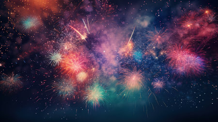 Fireworks in the night sky.の素材