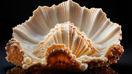 Decorative seashells on a dark background,の素材