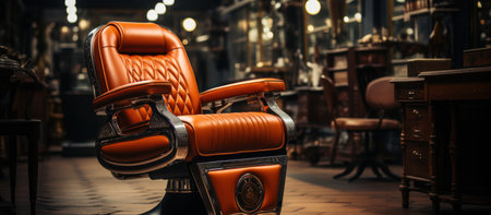 Modern barber chair in a barber shop. Barbershop interiorの素材