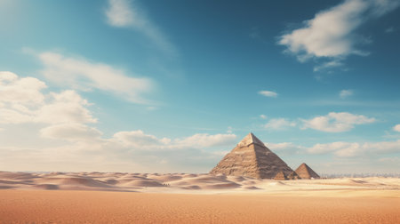 Egyptian pyramids in the desertの素材