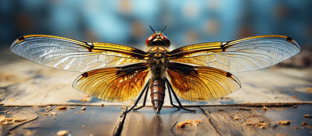 dragonfly in the dark with golden lightsの素材