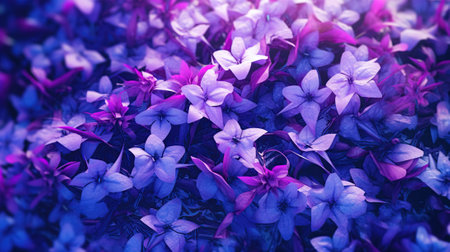 Purple flowers in the meadow. Spring landscape. Panoramic image.の素材