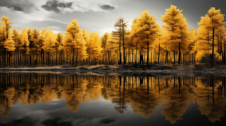 tree reflected in the lake,の素材