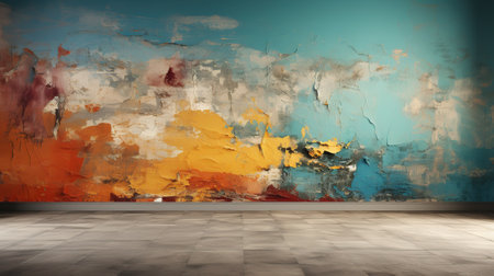 empty room with a painting on the wallの素材