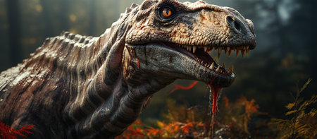 Dinosaur statue in the rainforestの素材