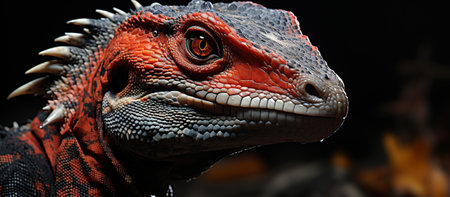 Close up of a bearded dragon in terrarium with copy space.の素材