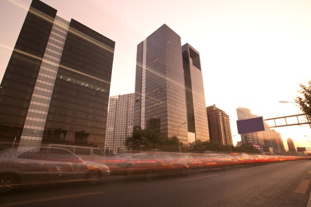 City streets at duskのeditorial素材