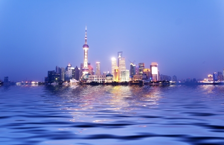 Shanghai Pudong night sceneの写真素材