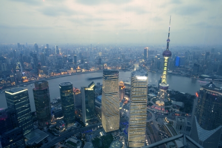 aerial view of Shanghai Lujiazui business center の写真素材