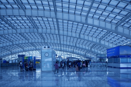modern hall of subway station at T3 airport in beijing chinaのeditorial素材