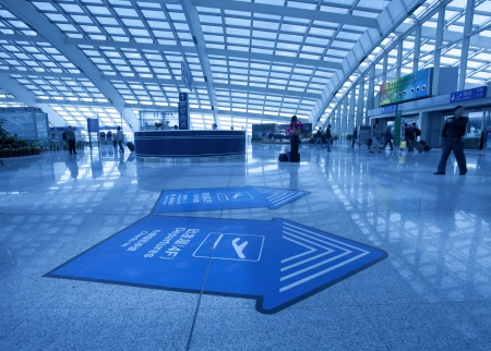 modern hall inside beijing capital airport with passenger walkin のeditorial素材