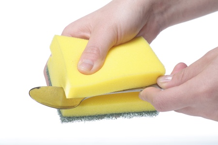 Sponge clean spoonの写真素材