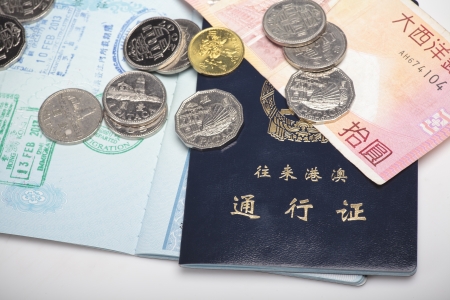 Macau coins and passesの写真素材