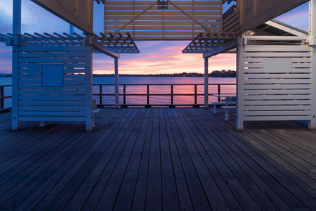 Queensland, Brisbane seaside boardwalkの写真素材