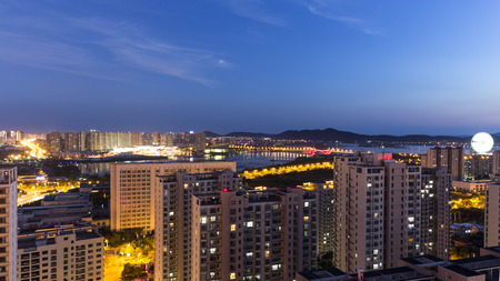 Chinese city skyline in the evening